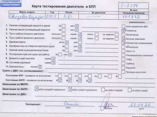 Двигатель (ДВС) CRN3203 на Chrysler Voyager (2001-2007)
