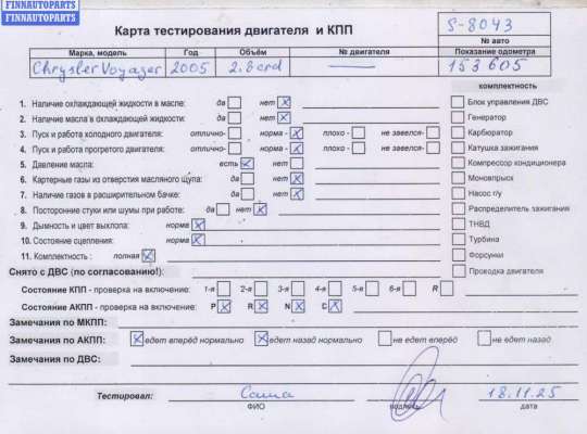 купить Двигатель (ДВС) на Chrysler Voyager (2001-2007)