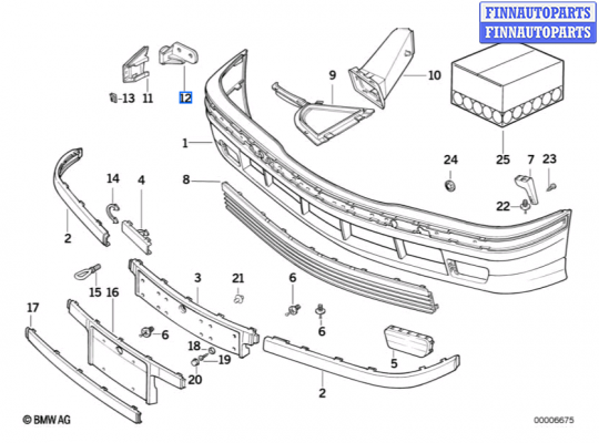 купить Кронштейн бампера на BMW 3 E36 1990-2000